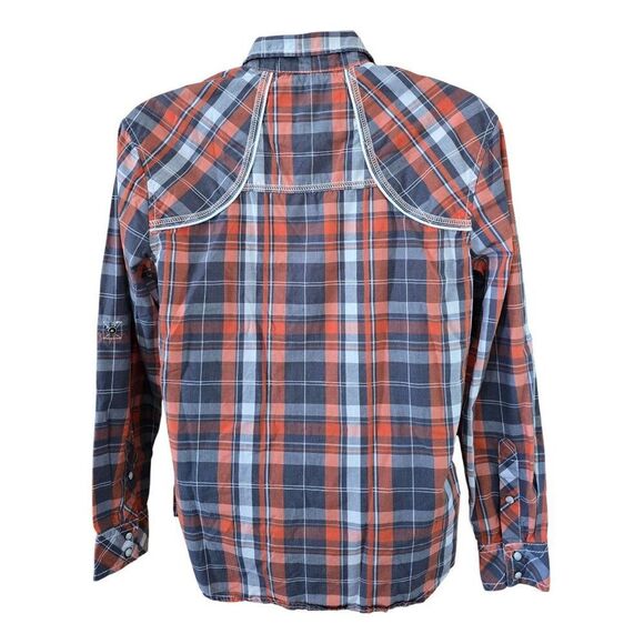 Mens BKE Western Plaid pearl Snap Button Shirt L farm wear barn horses - Picture 2 of 8